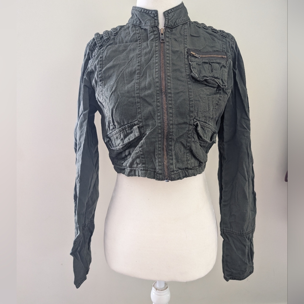 Mudd Green Utility Jacket with Stand-up Collar